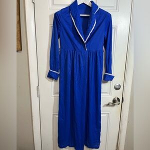 Vintage Sears Blue Nylon Nightgown Robe Set 32/34 Lace Trim Lingerie 70s Retro